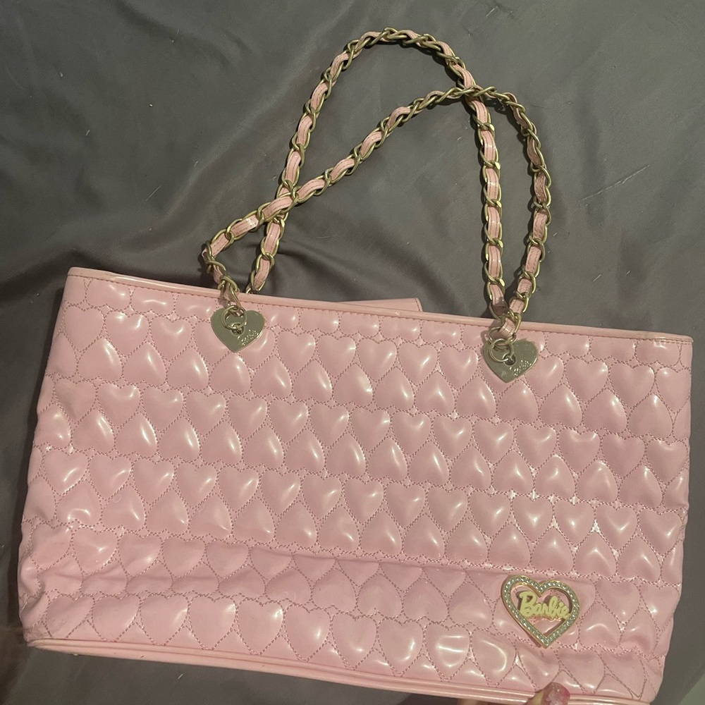 *RARE vintage* Barbie Light Pink Heart Tote Y2K